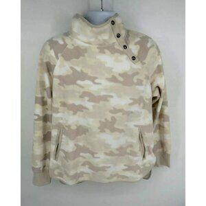 Green Tea Women's Camo Fleece Pullover Large Khaki NWT